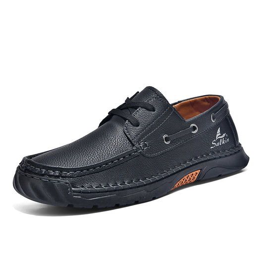 Men's Orthopedic Slip-Ons | Hand-Stitched Leather | 18mm Arch Support | 4E Wide Fit