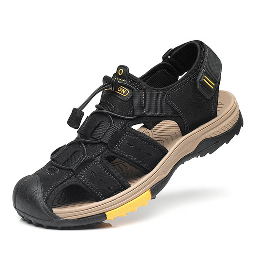 Men's Lightweight Leather Hiking Sandal Lightweight Non-Slip Orthopedic Support Sandal