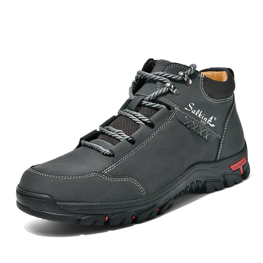 (💥Top Rated Choice) Men’s Orthopedic Handmade Leather Boots For All-Day Comfort–Pressure Relief, Waterproof, Slip-Resistant, Wide Toe Box
