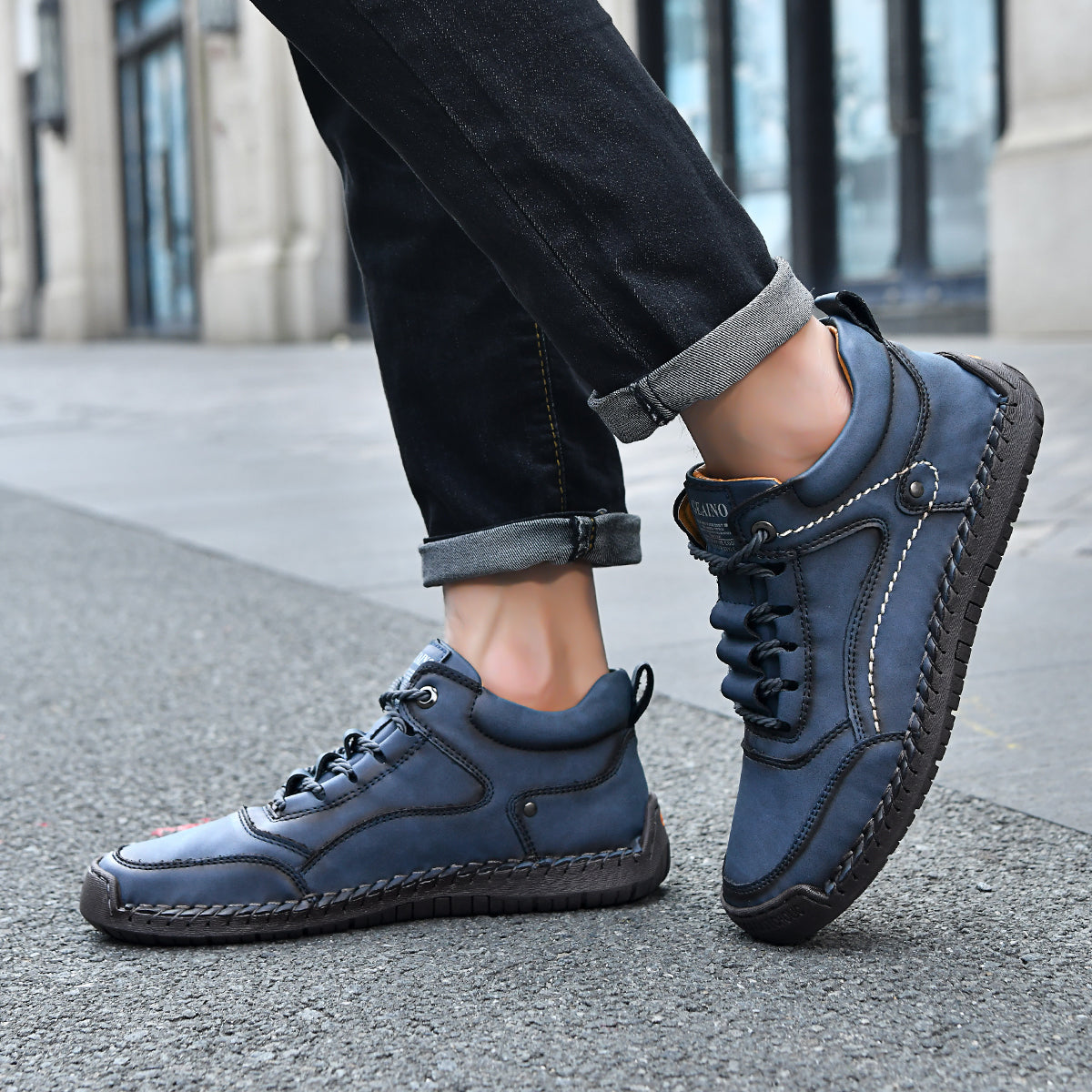 (💥Top Rated Choice) Men’s Handmade Leather Outdoor Shoes – Arch Support, Wide Fit, Comfortable, Rugged Non-Slip Sole for Work & Hiking