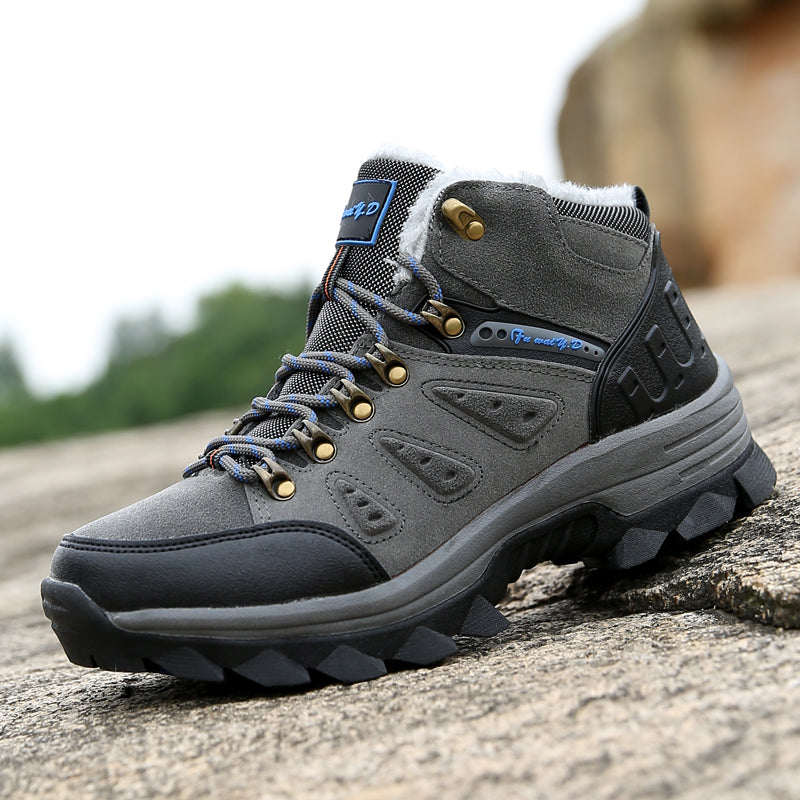 Men’s Warm-Lined Wide Fit Hiking Shoes – Waterproof, Non-Slip & Cushioned Arch Support for Winter Comfort