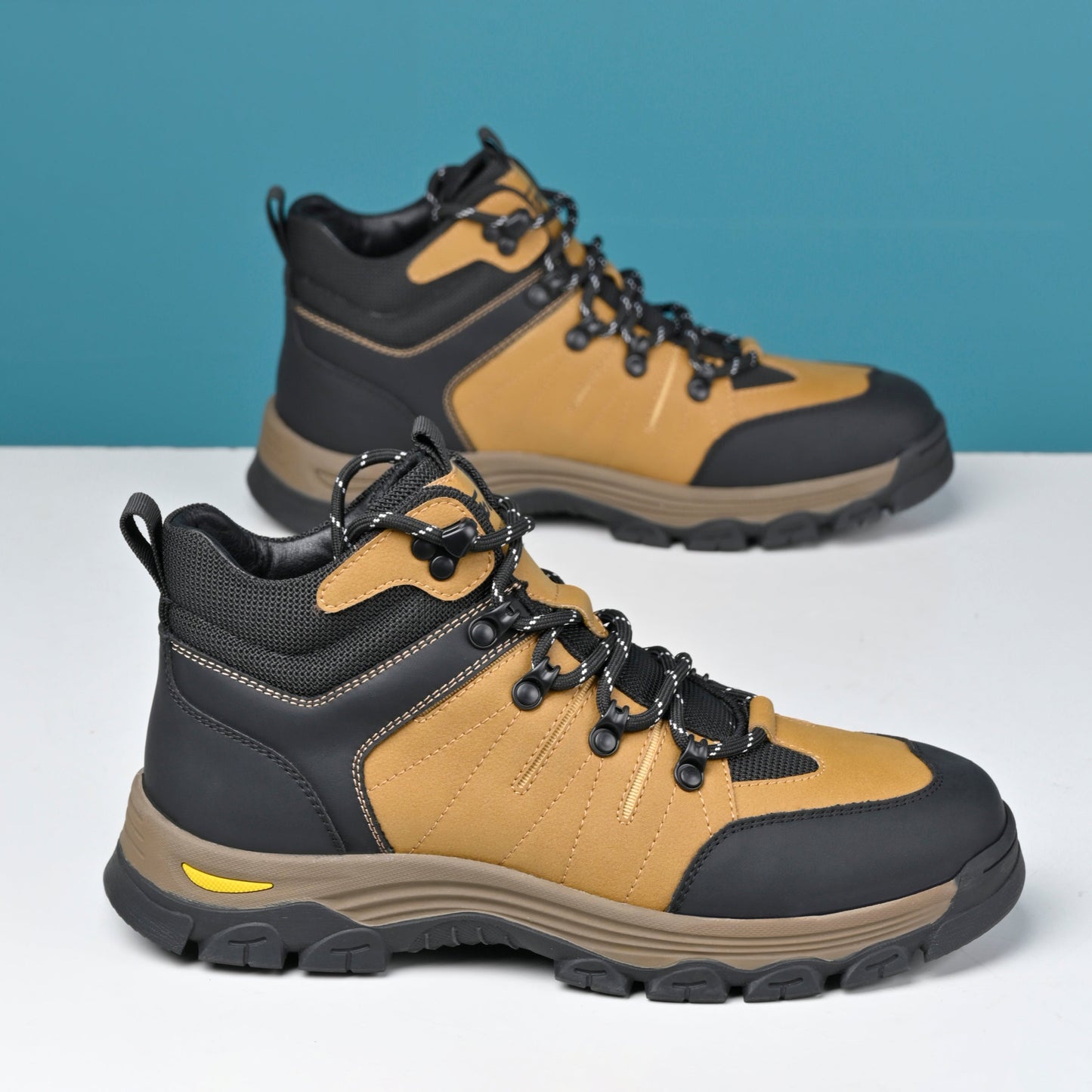 Men's Genuine Leather Work Boots - Lace-Up, Slip-Resistant, Wide Toe Box with Arch Support