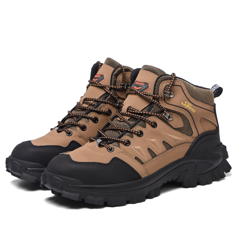 Men's Genuine Leather Work Boots - Lace-Up, Waterproof, Wide Toe Box with Arch Support for Safety, Casual & Outdoor