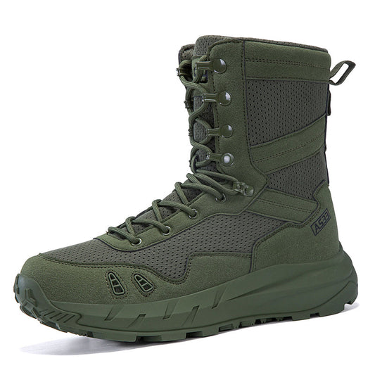 Men's Genuine Leather Work Boots - Lace-Up, Slip-Resistant, Wide Toe Box with Arch Support