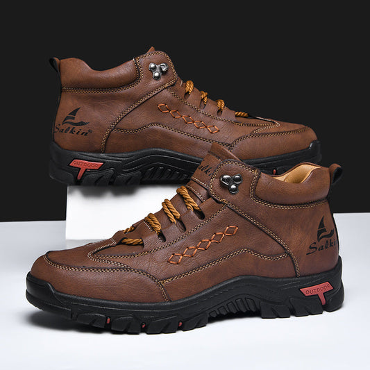 (🎁#5 Best Seller) Men’s Orthopedic Handmade Leather Driving Boots–Pressure Relief, Waterproof, Slip-Resistant, Wide Toe, Arch&Ankle Support for Everyday & Travel