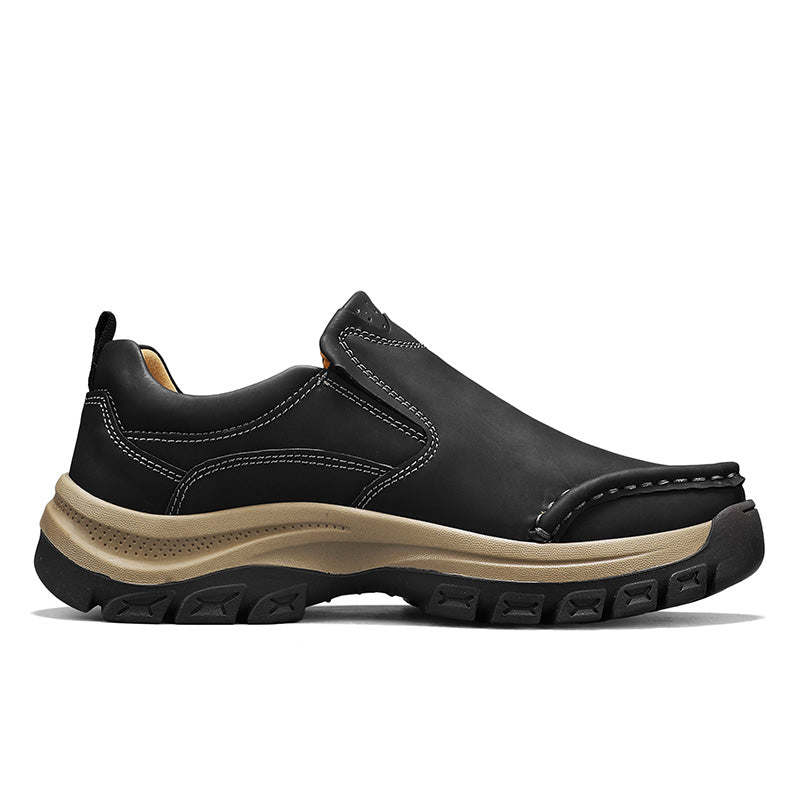 Men’s Handmade Leather Work Shoes – Arch Support, Wide Toe Box, Breathable Lining, Lightweight Protective & Slip-Resistant for Outdoor Work