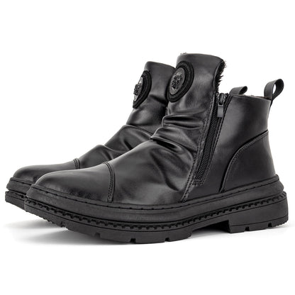 Men's Comfortable Leather Motorcycle Boots Work Boots Waterproof Anti-Slip Anti-Sprain