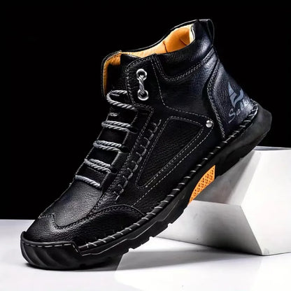 (🎁#2 Best Seller) Men's Handmade Leather Boots Waterproof Arch Support Spacious Toe Box