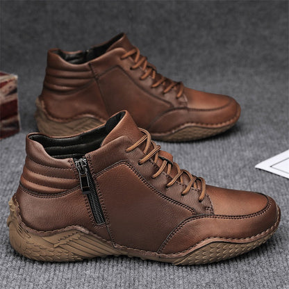 ⏰Limited-Time 70% OFF –Men's Orthopedic Ankle Boots Leather with Zip – Arch Support, Non-Slip, Waterproof, Boots for Work & Outdoors