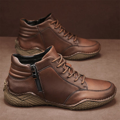 ⏰Limited-Time 70% OFF –Men's Orthopedic Ankle Boots Leather with Zip – Arch Support, Non-Slip, Waterproof, Boots for Work & Outdoors