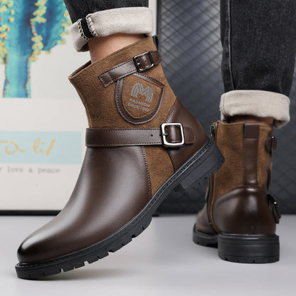 Men’s Orthopedic Motorcycle Handmade Boot–Pressure Relief, Waterproof, Slip-Resistant, Wide Toe, Arch&Ankle Support