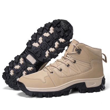 Men's Orthopedic Walking Boots - Built-In Arch Support; Ankle Support; Waterproof Leather Upper; Wide Toe; Non-Slip; Anti-Wear; Comfortable Hiking Boots