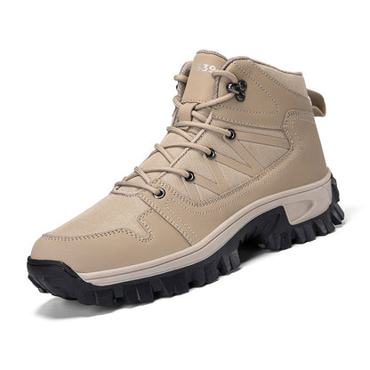 Men's Orthopedic Walking Boots - Built-In Arch Support; Ankle Support; Waterproof Leather Upper; Wide Toe; Non-Slip; Anti-Wear; Comfortable Hiking Boots