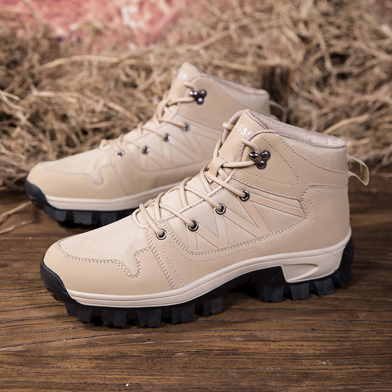 Men's Orthopedic Walking Boots - Built-In Arch Support; Ankle Support; Waterproof Leather Upper; Wide Toe; Non-Slip; Anti-Wear; Comfortable Hiking Boots