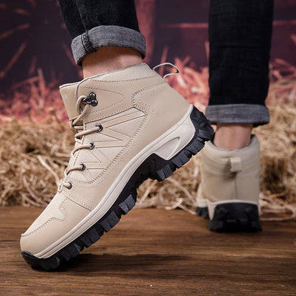 Men's Orthopedic Walking Boots - Built-In Arch Support; Ankle Support; Waterproof Leather Upper; Wide Toe; Non-Slip; Anti-Wear; Comfortable Hiking Boots