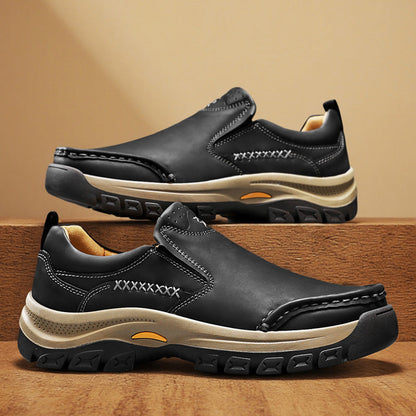 Men’s Handmade Leather Work Shoes – Arch Support, Wide Toe Box, Breathable Lining, Lightweight Protective & Slip-Resistant for Outdoor Work