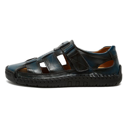 (⏰LAST DAY! 55% OFF 🔥) Men's Orthopedic Leather Fisherman Sandals | Breathable Closed-Toe Adjustable Outdoor Summer Comfort & Pain Relief