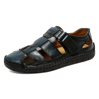 (⏰LAST DAY! 55% OFF 🔥) Men's Orthopedic Leather Fisherman Sandals | Breathable Closed-Toe Adjustable Outdoor Summer Comfort & Pain Relief