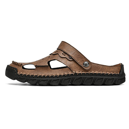 (⏰Last Day 70% OFF🔥)Men's 40+ Orthopedic Closed-Toe Sandals – Full-Grain Leather, Adjustable, Handmade for Fishing, Gardening & Daily Wear