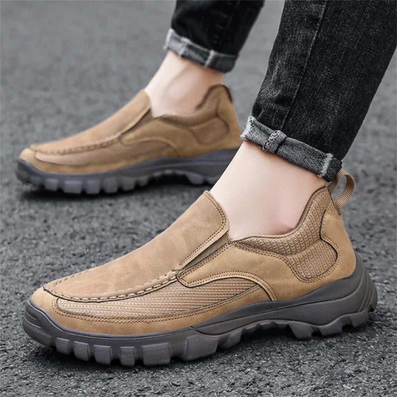 Men's Orthopedic Genuine Leather Relaxed-Fit Slip-On Loafer for Diabetics, Arch Support Hiking Shoes for  everyday casual wear
