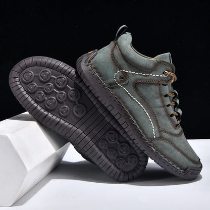 (💥Top Rated Choice) Men’s Handmade Leather Outdoor Shoes – Arch Support, Wide Fit, Comfortable, Rugged Non-Slip Sole for Work & Hiking