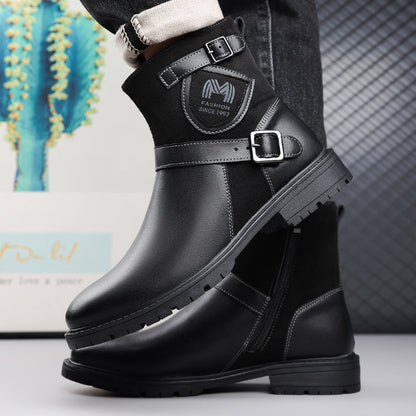 Men’s Orthopedic Motorcycle Handmade Boot–Pressure Relief, Waterproof, Slip-Resistant, Wide Toe, Arch&Ankle Support
