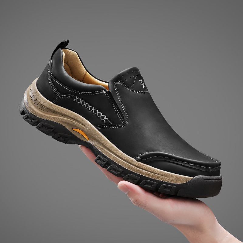 Men’s Handmade Leather Work Shoes – Arch Support, Wide Toe Box, Breathable Lining, Lightweight Protective & Slip-Resistant for Outdoor Work