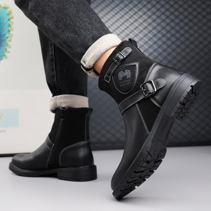 Men’s Orthopedic Motorcycle Handmade Boot–Pressure Relief, Waterproof, Slip-Resistant, Wide Toe, Arch&Ankle Support