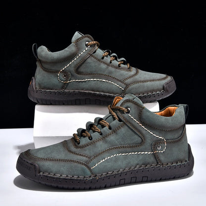 (💥Top Rated Choice) Men’s Handmade Leather Outdoor Shoes – Arch Support, Wide Fit, Comfortable, Rugged Non-Slip Sole for Work & Hiking