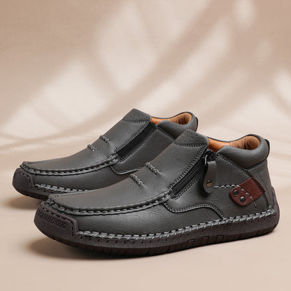 ⏰Limited Time Sale 70% OFF-Men’s Handmade Premium Leather Slip-On Driving Boots – Wide Toe, Arch Support, Waterproof, Pressure Relief, Non-Slip Sole for Casual, Travel & Outdoor
