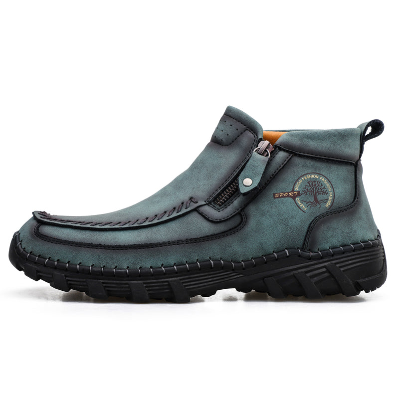 (⏰NOW ON: 70% OFF Sale! 🔥)Men's Premium Motorcycle Boots – Hand-Stitched Genuine Leather, USMCA Recommended - Wide Toe, Waterproof, Anti-Slip, Anti-Sprain, Ortho Support, Suitable for Riding, Work, Driving, Hiking