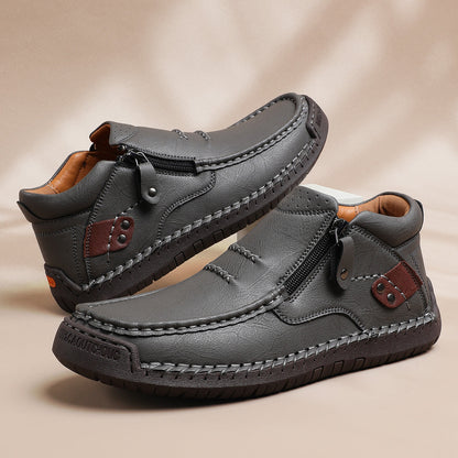 ⏰Limited Time Sale 70% OFF-Men’s Handmade Premium Leather Slip-On Driving Boots – Wide Toe, Arch Support, Waterproof, Pressure Relief, Non-Slip Sole for Casual, Travel & Outdoor