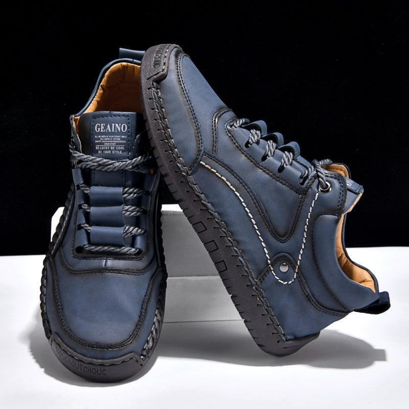 (💥Top Rated Choice) Men’s Handmade Leather Outdoor Shoes – Arch Support, Wide Fit, Comfortable, Rugged Non-Slip Sole for Work & Hiking