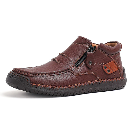 ⏰Limited Time Sale 70% OFF-Men’s Handmade Premium Leather Slip-On Driving Boots – Wide Toe, Arch Support, Waterproof, Pressure Relief, Non-Slip Sole for Casual, Travel & Outdoor