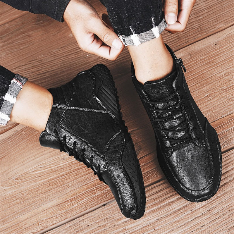 ⏰Limited-Time 70% OFF –Men's Orthopedic Ankle Boots Leather with Zip – Arch Support, Non-Slip, Waterproof, Boots for Work & Outdoors