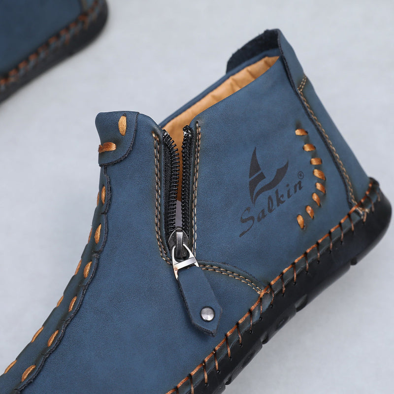 ⏰Limited-Time 70% OFF—Men’s Wide-Fit Handmade Driving Boots – Easy Zip, All-Day Comfort, Arch Support, Waterproof, Pressure Relief, Non-Slip Sole for Casual, Travel&Outdoor
