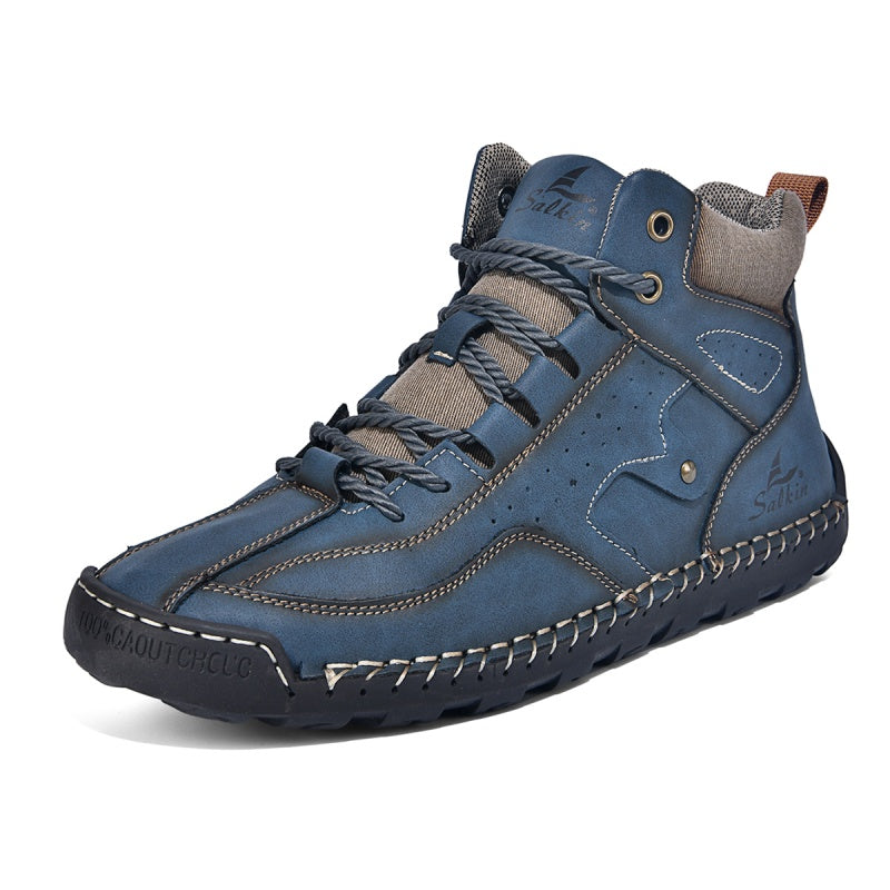 ⏰Limited-Time 70% OFF–Men's Comfortable Handmade Leather Boots – Waterproof, Arch Support, Pressure Relief, Spacious Toe Box Outdoor Leather Shoes