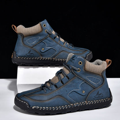 ⏰Limited-Time 70% OFF–Men's Comfortable Handmade Leather Boots – Waterproof, Arch Support, Pressure Relief, Spacious Toe Box Outdoor Leather Shoes