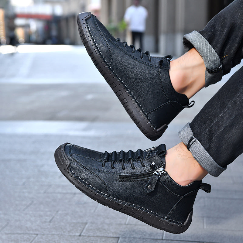 ⏰Limited-Time 70% OFF– Men’s Handmade Leather Work Boots – All-Day Comfort, Slip-Resistant, Wide Toe with Arch& Ankle Support