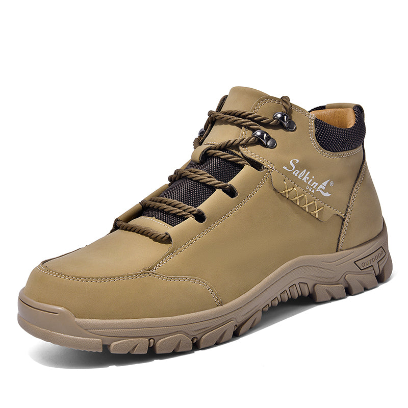(💥Top Rated Choice) Men’s Orthopedic Handmade Leather Boots For All-Day Comfort–Pressure Relief, Waterproof, Slip-Resistant, Wide Toe Box