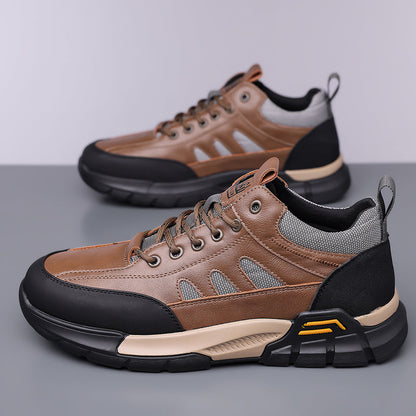 💥 12 HOURS. NO PAIN. Men’s Comfort Leather Outdoor Shoes – Arch Support, Wide Toe Box, Breathable Lining, Lightweight & Slip-Resistant for All-Day Wear