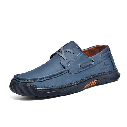 (💥Top Rated Choice)  Men’s Orthopedic Premium Handmade Leather Boat Shoes – Pressure Relief, Waterproof, Slip-Resistant, Wide Toe, Arch&Ankle Support for Everyday & Travel