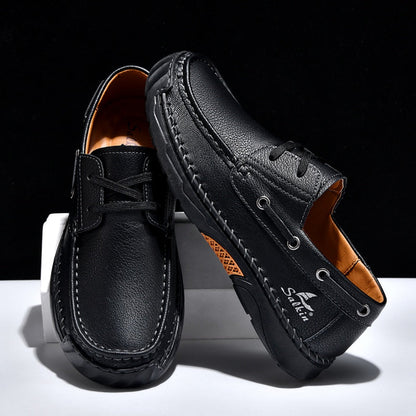 (💥Top Rated Choice)  Men’s Orthopedic Premium Handmade Leather Boat Shoes – Pressure Relief, Waterproof, Slip-Resistant, Wide Toe, Arch&Ankle Support for Everyday & Travel