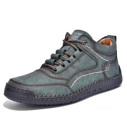 (💥Top Rated Choice) Men’s Handmade Leather Outdoor Shoes – Arch Support, Wide Fit, Comfortable, Rugged Non-Slip Sole for Work & Hiking