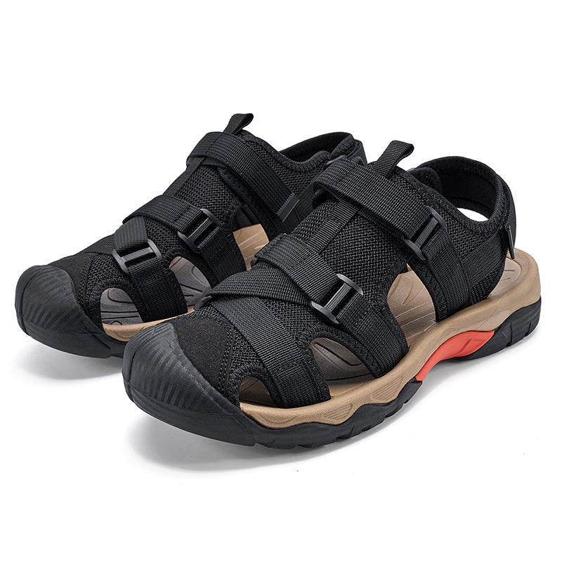 (💥Top Rated Choice) Men’s Outdoor Sport Sandals – Closed Toe, Adjustable Straps, Arch Support, Slip-Resistant for Hiking, Beach & Work