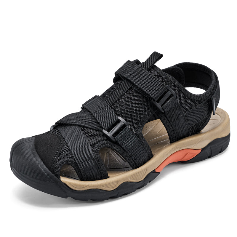 (💥Top Rated Choice) Men’s Outdoor Sport Sandals – Closed Toe, Adjustable Straps, Arch Support, Slip-Resistant for Hiking, Beach & Work