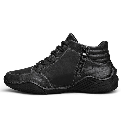⏰Limited-Time 70% OFF –Men's Orthopedic Ankle Boots Leather with Zip – Arch Support, Non-Slip, Waterproof, Boots for Work & Outdoors