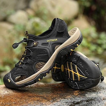 (⏳NOW ON: 53% OFF Independence Day Sale! 🔥)Men's Outdoor Sandals Sports Hiking Closed Toe Leather Athletic Sandals