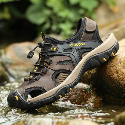 (⏳NOW ON: 53% OFF Independence Day Sale! 🔥)Men's Outdoor Sandals Sports Hiking Closed Toe Leather Athletic Sandals