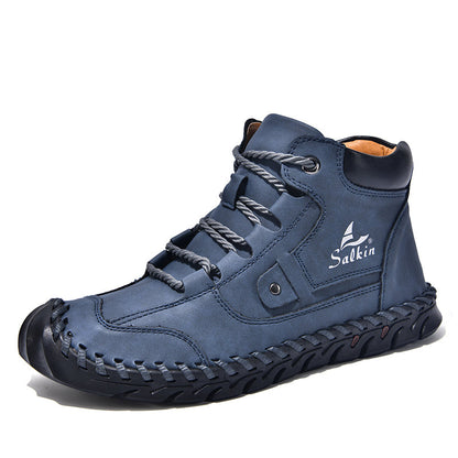 (🎁#9 Best Seller) Men’s Comfortable Orthopedic Leather Boots – Arch Support, Shock Absorbing, Wide Toe, Waterproof, Anti-Slip, Breathable, Lightweight & Handmade for Everyday & Outdoor Wear